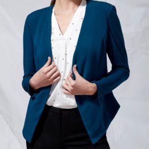 Wantable Teal Open Front Knit Lined Blazer L EUC